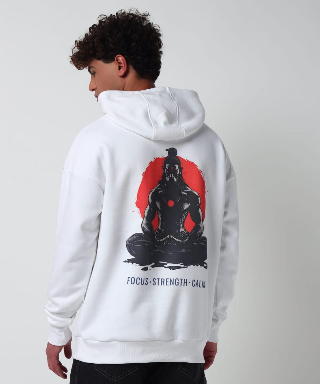 Focus Strength Calm - Inspired By Hanuman - Oversized Hoodie