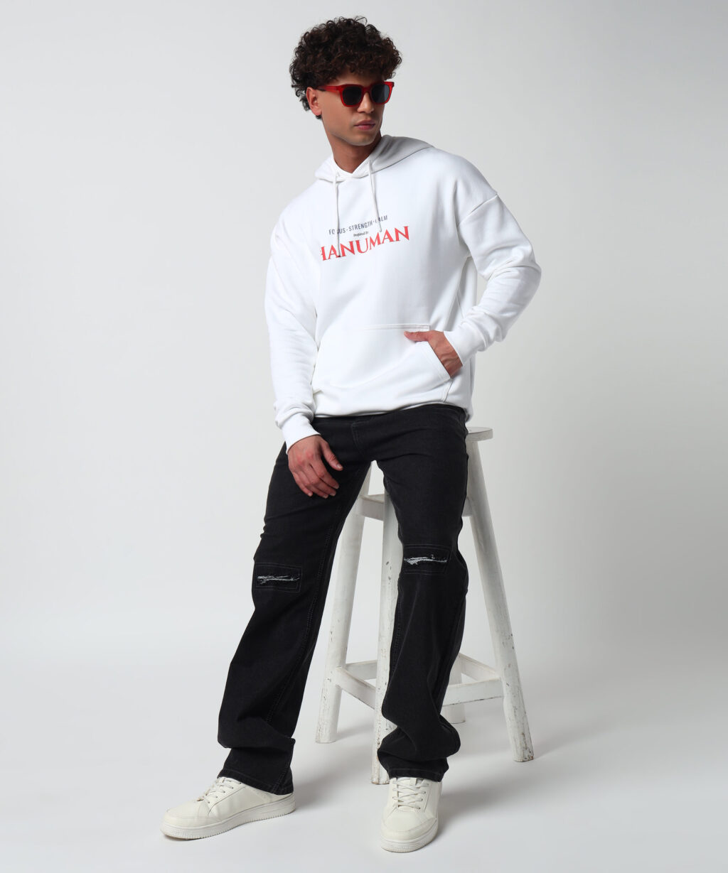 Focus Strength Calm - Inspired By Hanuman - Oversized Hoodie