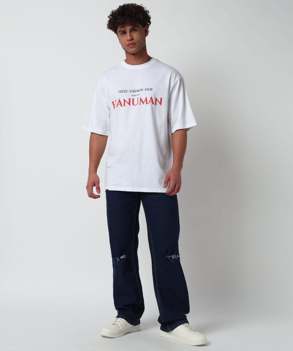 Focus Strength Calm Inspired By Hanuman - Oversized T-shirt